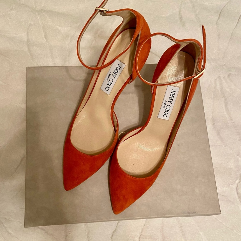 Jimmy Choo Orange Suede Pumps
